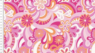 Viskosejersey Flower Power Druck Rosa/Orange